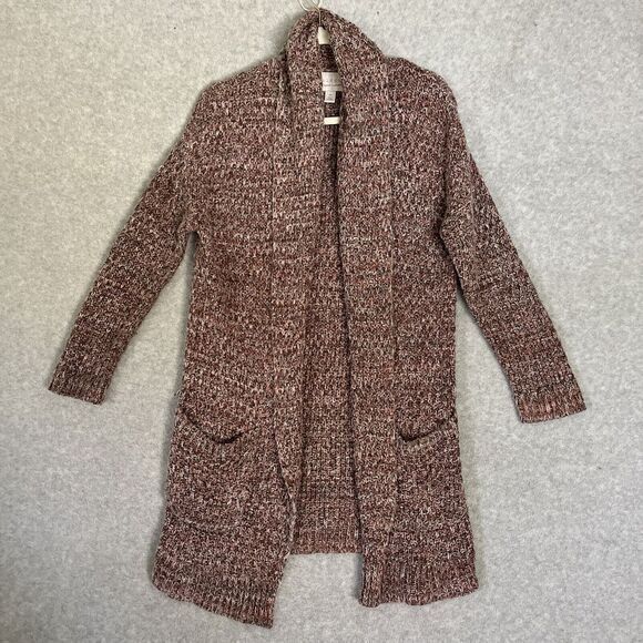 Hinge‎ Womens XS Multi Shawl Collar Long Sleeve Open Front Pockets Open Knit - Picture 1 of 7